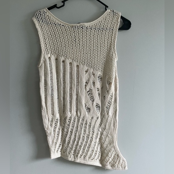 ZARA Ecru Tan Open Knit Tank Top Size Medium NWT - Picture 4 of 7